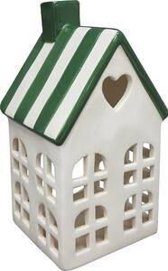 Keramická lucerna Hytte Laternenhaus 8,8 x 8,5 x 17,2 cm, biela/bielo-zelená, 1 ks