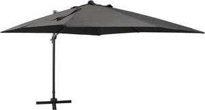 Maison Exclusive – závesný slnečník s LED osvetlením, 300 cm, antracitová farba