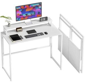 HOMCOM Skladací počítačový stôl s držiakom na monitor, biely