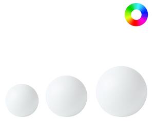 Sada 3 vonkajších solárnych guľatých LED svietidiel biela syntetický materiál 30 cm IP67 vodoodolné s diaľkovým ovládaním záhradné osvetlenie