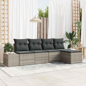Maison Exclusive – Sedacia súprava, 5 kusov, tmavosivá [syntetický materiál]: Polyratan