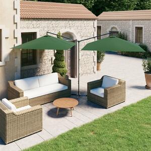 Maison Exclusive – dvojitý slnečník s oceľovou tyčou, 600 × 300 cm, zelený