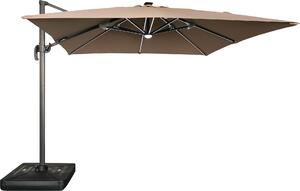 Záhradný slnečník Houseland Vexon s LED osvetlením 300x300 cm svetlohnedý
