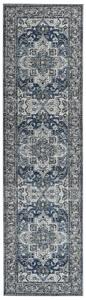 Koberec sivý a modrý polyester 80 x 300 cm s orientálnym vzorom behúň moderná kuchyňa chodba