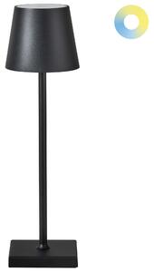 Stolná lampa čierna hliníková s dotykovým vypínačom nabíjanie cez USB kábel bezdrôtová moderný štýl interiér exteriér