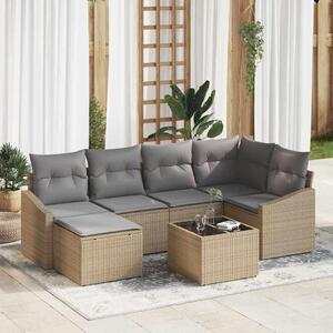 Maison Exclusive – Sedacia súprava, 7 kusov, béžová [syntetický materiál]: Polyratan