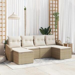 Maison Exclusive – Sedacia súprava, 6 kusov, béžová [syntetický materiál]: Polyratan