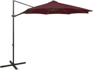 Maison Exclusive – závesný slnečník s LED osvetlením, 300 cm, bordová farba