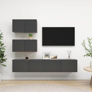 4-dielna súprava TV skriniek sivá drevotrieska