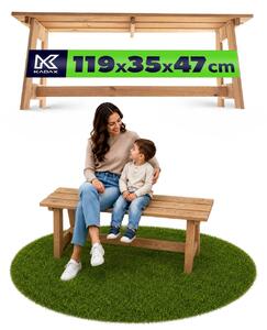 KADAX drevená parková lavička bez operadla 119 cm, masívna lavička na terasu