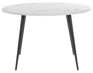 Jedálenský stôl biely mramorový efekt ⌀ 120 cm okrúhly čierne kovové nohy moderný glamour štýl kuchyňa jedáleň