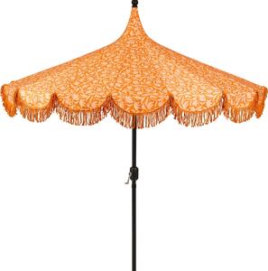 Mica Decorations Kelly slnečník s taškou na prenášanie – tyčový slnečník 238 x Ø235 cm – ochrana pred slnkom na záhrade alebo balkóne – polyester, oceľ – oranžová
