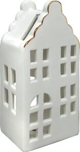Keramická lucerna Hytte, domček 8 x 6 x 16,8 cm, biela/zlatá, 1 ks