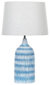 Stolná lampa modrá keramická 66 cm biele látkové tienidlo klasická lampa na nočný stolík