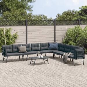 Maison Exclusive - Záhradné lavičky s vankúšmi 5 ks čierne práškovaná oceľ