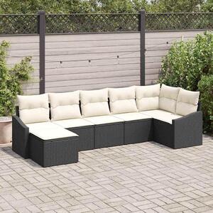 Maison Exclusive – Sedacia súprava, 7 kusov, čierna [syntetický materiál]: Polyratan