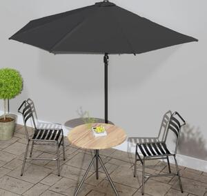 Maison Exclusive – Balkónový slnečník s hliníkovou tyčou, čierny, 300 × 155 × 223 cm, polkruhový