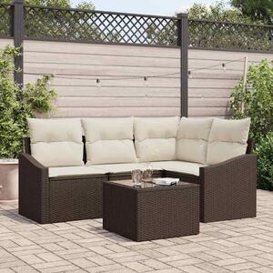 Maison Exclusive – Sedacia súprava, 5 kusov, hnedá [syntetický materiál]: polyratan