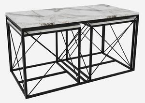 Konferenčný stolík Set Dolphie (Biely mramor + Čierna). Vlastná spoľahlivá doprava až k Vám domov. 1073109