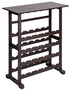 Regál na víno tmavohnedý MDF 80 x 40 x 91 cm stojan na fľaše a poháre klasický elegantný štýl bytový dekor