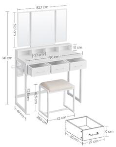 Dekorstudio Biely toaletný stolík s taburetkou - RVT004W14