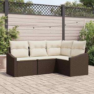 Maison Exclusive – Sedacia súprava, 4 kusy, hnedá [syntetický materiál]: Polyratan