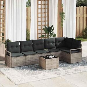 Maison Exclusive – Sedacia súprava, 7 kusov, sivá [syntetický materiál]: Polyratan
