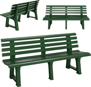 CASARIA® Záhradná lavička Plastová lavička odolná voči poveternostným vplyvom Nosnosť 240 kg Operadlo 3 nohy 145x46cm Záhradná lavička na balkón Terasa Ergonomická zelená