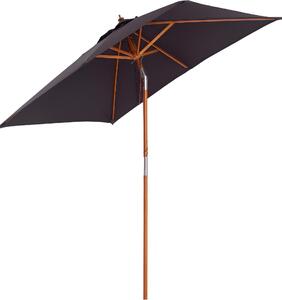 Slnečník Outsunny, záhradný slnečník, skladací, 3-stupňový, z jedľového dreva, tmavošedý