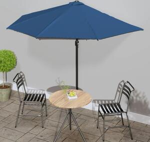 Maison Exclusive – Balkónový slnečník s hliníkovou tyčou, modrý, 300 × 155 × 223 cm, polkruhový