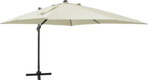 Maison Exclusive – závesný slnečník s LED osvetlením, 300 cm, pieskovo-biely