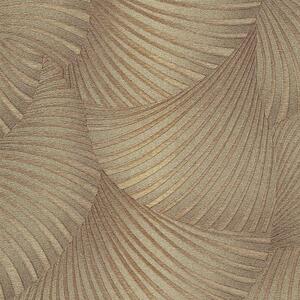 Vliesové tapety na stenu GMK Fashion for walls 5 10525-30, rozmer 10,05 m x 0,53 m, 3D twill zlatý na hnedom podklade, Erismann
