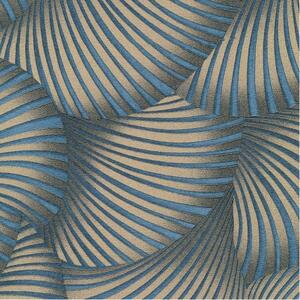 Vliesové tapety na stenu GMK Fashion for walls 5 10525-08, rozmer 10,05 m x 0,53 m, 3D twill zlatý na modrom podklade, Erismann