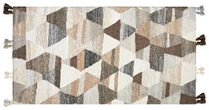 Kelímový koberec viacfarebný vlna a bavlna 80 x 150 cm ručne tkaný boho patchwork vzor so strapcami