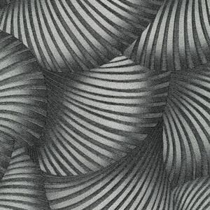 Vliesové tapety na stenu GMK Fashion for walls 5 10525-29, rozmer 10,05 m x 0,53 m, 3D twill strieborný na čiernom podklade, Erismann