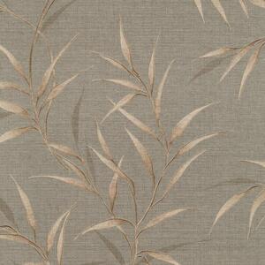 Vliesové tapety na stenu GMK Fashion for walls 5 10528-11, rozmer 10,05 m x 0,53 m, lístky niklové na béžovom podklade, Erismann