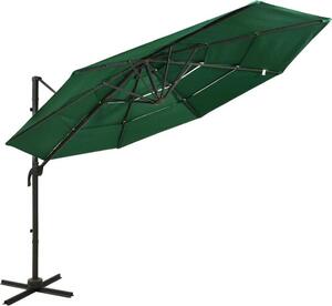 Maison Exclusive – slnečník s hliníkovým stĺpom, 4-vrstvový, zelený, 3 x 3 m