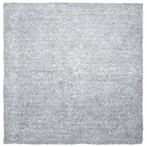 Koberec čierno-biely sivá melanž 200 x 200 cm moderný všívaný strojom štvorcový huňatý s vysokým vlasom