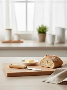 Sinsay - Nôž na maslo so zúbkovanou čepeľou a bambusovou rukoväťou - béžová