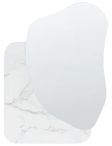 Nástenné zrkadlo biele mramorový efekt MDF 80 x 60 cm nepravidelný tvar moderný štýl dekorácie doplnky obývacia izba spálňa predsieň