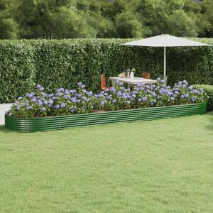 Vyvýšený záhradný záhon práškovaná oceľ 600x140x36 cm zelený