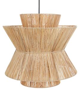 Závesná lampa prírodná slamené tienidlo čierna kovová objímka na žiarovku boho stropné svietidlo obývačka spálňa