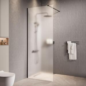 Badplaats Sprchová Zástena Florida 60 x 200 cm - Čierna - Walk-In Sprchový Kút 8 mm s Mliečnym Sklom