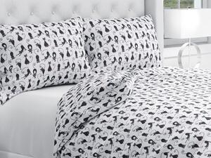 Biante Bavlnené posteľné obliečky Sandra SA-019 Čierne mačky Predĺžené 140x220 a 70x90 cm