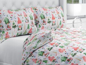 Biante Vianočné bavlnené posteľné obliečky Sandra SA-404 Škriatkovia a stromčeky Predĺžené 140x220 a 70x90 cm
