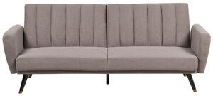 Rozkladacia pohovka svetlohnedá látkové čalúnenie vhodná na spanie elegantná moderná obývacia izba spálňa