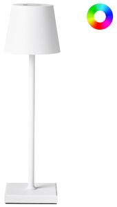 Stolná lampa biela železo hliník s dotykovým vypínačom nabíjanie cez USB kábel bezdrôtová moderný štýl interiér exteriér