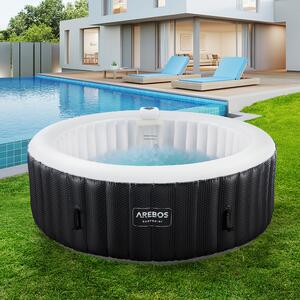 AREBOS vírivka, nafukovacia, 6 osôb, Ø 208 cm, 1000L, LED, 130 trysiek, kryt