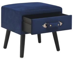 Nočný stolík modrý 40x35x40 cm zamatový