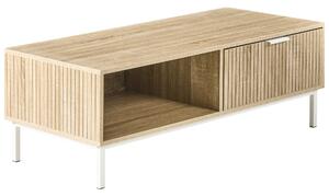 Konferenčný stolík svetlohnedý MDF kovové nohy 110 x 50 cm úložný priestor 1 zásuvka moderný škandinávsky štýl obývacia izba